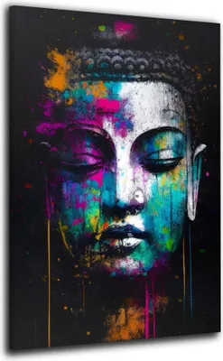 Produktbild von Wandbild Leinwandbild abstrakt Buddha Kunstdruck XXL Wanddeko: 60x90x4cm