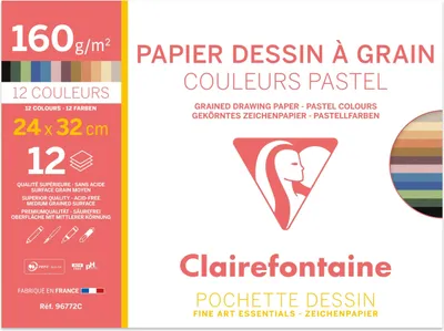 Produktbild von Clairefontaine 10x Zeichenpapier A4 Pack. 12 Bogen Pastellfarben sort. 96772C
