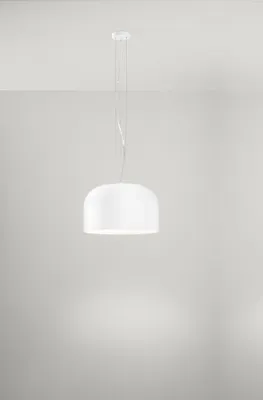 Immagine prodotto di Sospensione in Vetro Bianco Opale e Metallo Verniciato Diametro 40 cm, Attacco E27, Stile Moderno e Minimalista per Interni, Classe I - Perenz