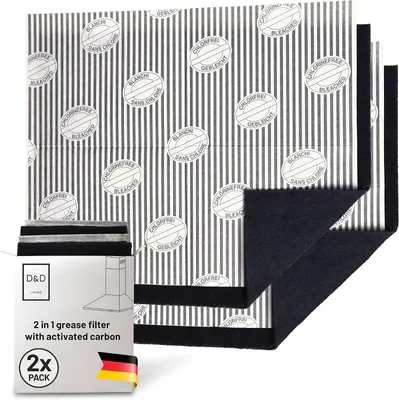 Produktbild von Aktivkohlefilter Dunstabzugshaube, zuschneidbar 57x47 cm, flacher Fettfilter, Luftreinigung für die Küche