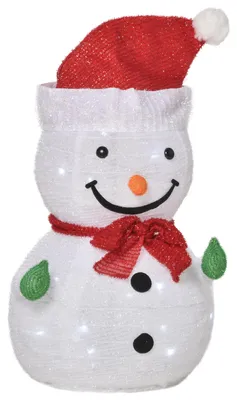 Immagine prodotto di Decorazione natalizia a forma di pupazzo di neve, per uso esterno. Decorazione natalizia, include luci a LED, dimensioni 30 cm x 30 cm x 51 cm, colore rosso e bianco