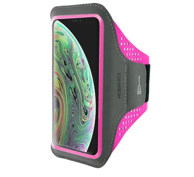 Produktbild von Mobiparts Comfort Fit Handyhalterung Joggen iPhone X Sporthülle Neopren Sportarmband - Neon Pink