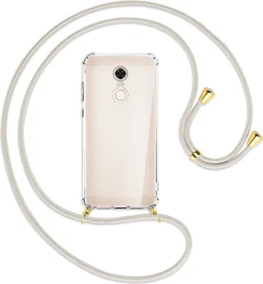Produktbild von Handykette Backcover-Schutzhülle mit Band (Metall goldfarben) für Xiaomi Redmi 5 Plus - broken white