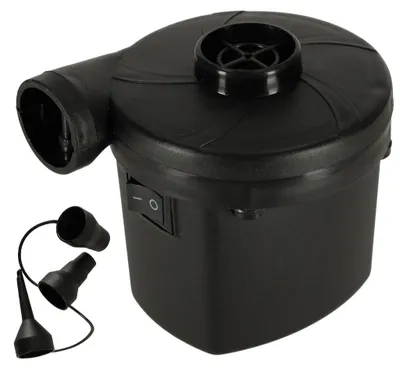 Produktbild von Elektrische Luftpumpe für Luftmatratzen, Schlauchboote, Schwimmbäder, Camping – tragbar, mobil, 2-in-1, 12V/240V, mit Aufsätzen