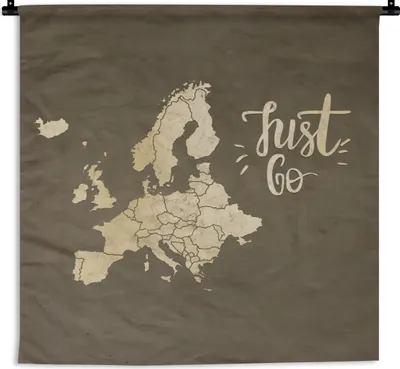 Produktbild von MuchoWow® Wandteppich Wandbehang Karten - Europa - Vintage - Zitate 150x150 cm Tapisserie Dekoration Wandtuch - Wohnaccessoires - Modernes