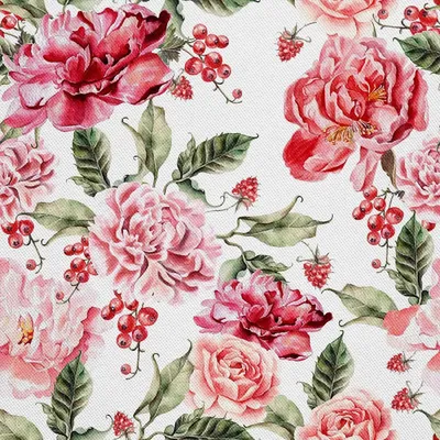 Produktbild von OUTDOOR DEKOSTOFFE OXFORD - Motiv Rosen und Johannisbeeren I DX439