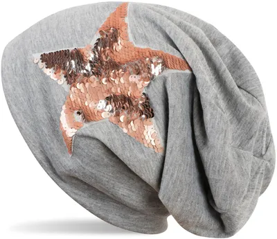 Produktbild von styleBREAKER Beanie Mütze mit Wendepailletten Stern Applikation, Slouch Longbeanie, Damen 04024141