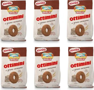 Produktbild von Divella Ottimini al Grano Saraceno Buchweizen Shortbread Kekse 6 x 300g Biscuits Cookies italienische Kekse