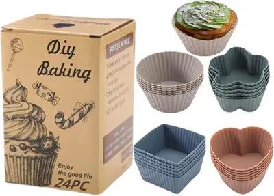 Zdjęcie produktu dla Formy do muffinek - 24 sztuki - wielokrotnego użytku, silikonowe formy do babeczek - formy do pieczenia