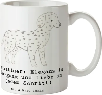 Produktbild von Mr. & Mrs. Panda Becher Dalmatiner Charme - Weiß - Geschenk, Hunderasse, Eleganz, Teetasse, Energie, Hund, Bewegung, Bedruckte Tasse, Kaffeetasse, Kaffeebecher, Hunde