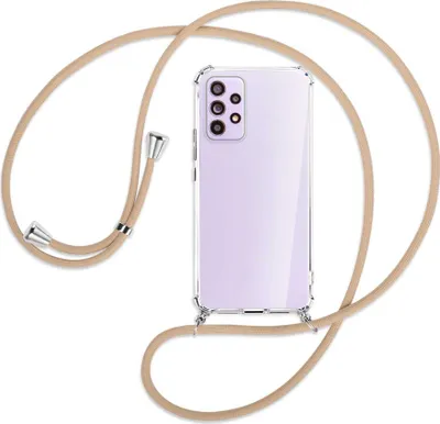 Produktbild von Handykette Backcover-Schutzhülle mit Band (Metall silberfarben) für Samsung Galaxy A53 5G - beige