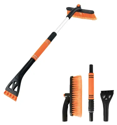 Imagen del producto de Raspador de hielo automático 2 en 1 con cepillo para nieve giratorio de 360°, mango antideslizante, ideal para camiones y SUVs