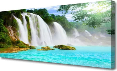 Produktbild von Tulup Leinwand-Bilder 125x50 Wandbild Canvas Kunstdruck Wasserfall See Natur