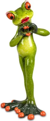 Ein grüner Frosch, der mit seinen Händen ein Herz formt. Sie repräsentiert Liebe Romantik und Freude