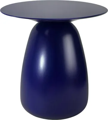 Produktbild von Beistelltisch BAOBAB 34 / Kaffeetisch - Sofatisch - Laptoptisch - Nachttisch - Pflanzentisch / Oval 33 x 34 / Gedrechseltes massives Buchenholz / Marineblau