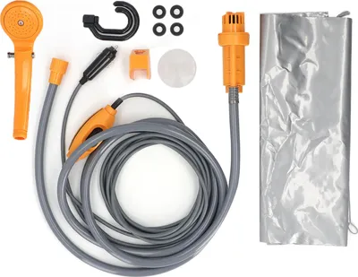 Zdjęcie produktu dla Prysznic samochodowy, przenośny zestaw prysznicowy 24 V 36 W z pompką, do mycia samochodów kempingowych, pomarańczowy