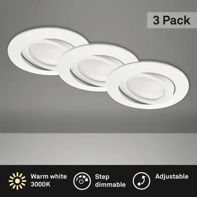 Produktbild von LED Einbauleuchten Set IP23 dimmbar 3-tlg 3x5W 3x400 lm 3000 K warmweiß rund kunststoff weiß Ø 82/68 mm 230V