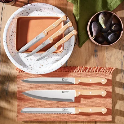 Image de Couteau de cuisine - 20 cm - Lame de 20 cm - Bois de hêtre - Manche en bois