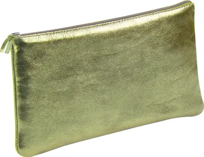 Produktbild von Clairefontaine 4x Schlampermäppchen aus Leder Cuirisé flach 22x11cm - Grün 8716C