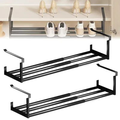 Produktbild von Hängeschuhregal 2 Stück, teleskopischer Organizer 40-70 cm, ausziehbares Regal, für Schrank