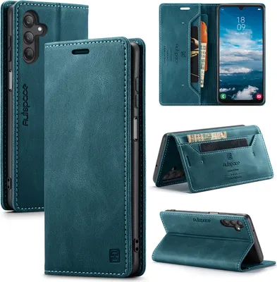Immagine prodotto di Custodia Galaxy A25, Custodia retrò in Finto cuoio, supporto e custodia protettiva per Samsung Galaxy A25 blu