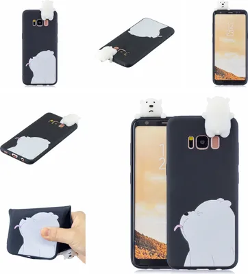 Produktbild von Für Samsung S8 3D Cartoon Lovely Coloured Painted Soft TPU Rückenbezug rutschfest Voller Schutz Fall schwarz