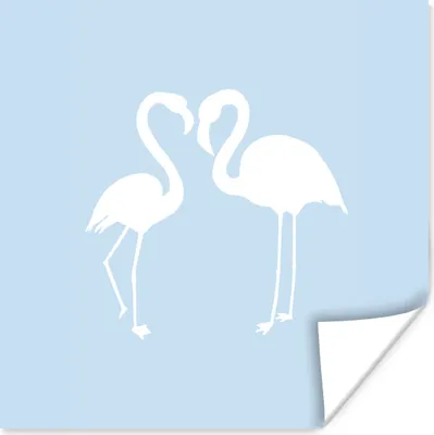 Produktbild von MuchoWow® Poster Flamingo - Scherenschnitt - Pastell 100x100 cm - Babyzimmer
