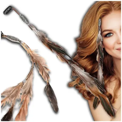 Produktbild von EDIBAZZAR | Beige Boho Haarspange mit Federn