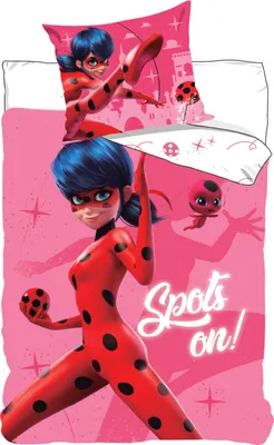 A bedding set featuring the character Miraculous Ladybug.