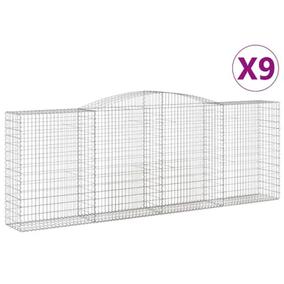 Produktbild von Gabionen mit Hochbogen 9 Stk. 400x50x140/160cm Verzinktes Eisen