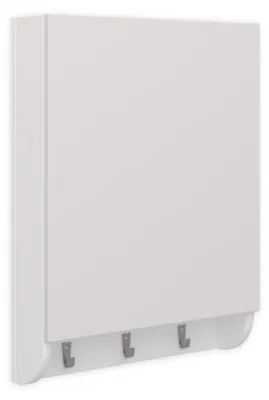 Imagen del producto de Regalik, armario de pared para baño, con puertas y ganchos, color blanco, diseño que ahorra espacio
