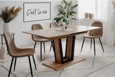 Produktbild von Esstisch, Ausziehbar 160/200 x 90 cm, 10 Personen, Schwarz und Artisan Eiche