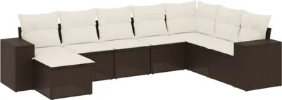 Produktbild von 8-tlg. Garten-Sofagarnitur mit Kissen Braun Poly Rattan