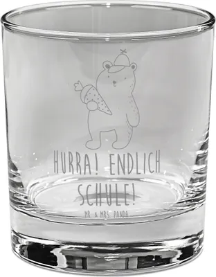 Produktbild von Mr. & Mrs. Panda Glas Bär Schultüte - Transparent - Geschenk, Schulanfang, Longdrinkglas, Einschulung, gravur, Schulbeginn, Teddybär, Trinkglas, Grundschule, Cocktailglas