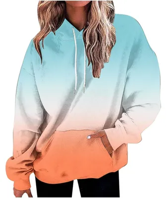 Image de Elzusha - Sweat à capuche pour femmes, avec motif dégradé et manches longues