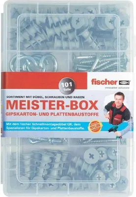 Produktbild von fischer MEISTER-BOX mit GK + Schrauben + Haken (100)