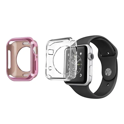 Produktbild von DUX DUCIS 2x Silikon TPU Schutzhülle für Apple Watch 4 40mm rosa und transparent