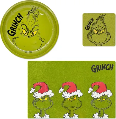 Produktbild von The Grinch Platzmatte Filz & Untersetzer mit 4 grünen Kekstellern – Set