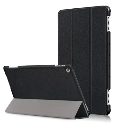 Produktbild von Huawei MediaPad M5 Lite 10 Hülle - Tri-Fold Ständer Klapphülle mit Schlaf/Wach-Funktion - Schwarz