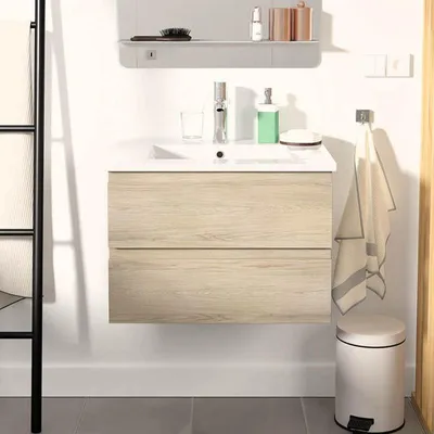 Produktbild von Einzelwaschtisch-Set 60 cm mit Keramikplatte und Chromhahn SORRENTO