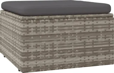Produktbild von vidaXL Gartenhocker mit Kissen Grau 55x55x30 cm Poly Rattan