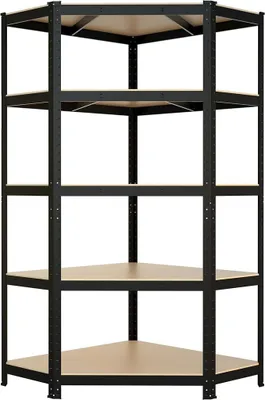 Productafbeelding van Hoekrek | Zwaar belastbaar rek 180x90x40 | Rek en werkbank | Kelderrek, opslagrek (Zwart hoekrek, 180 x 90 x 40 cm)