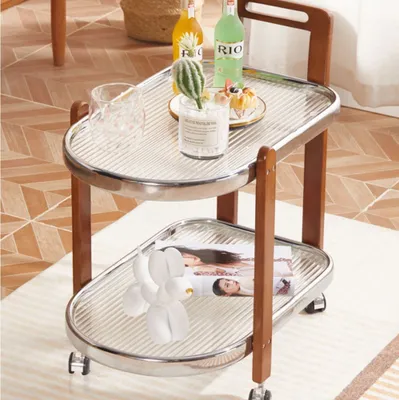 Produktbild von 360Home Servier Wagen mit rollen Gehärtetem Glas und Massivholz Dunkelbraun