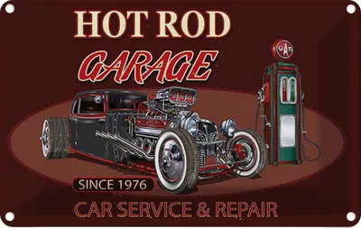 Produktbild von vianmo Blechschild 12x18 cm Auto hot rod Garage car service repair Werkstatt