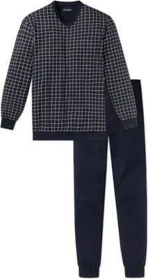 Produktbild von Schiesser Dark Sapphire Pyjama dunkelblaues Karomuster
