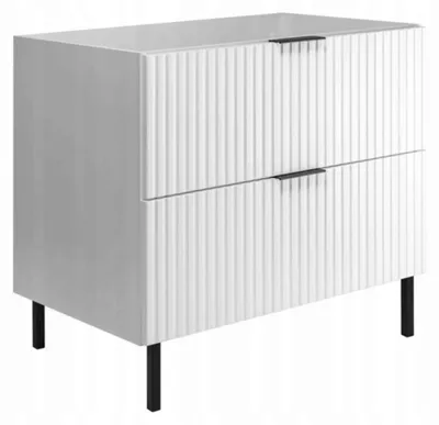 Zdjęcie produktu dla Szafka Łazienkowa Stojąca Pod Umywalkę 80X46 Cm Flisan Biała Ryflowana