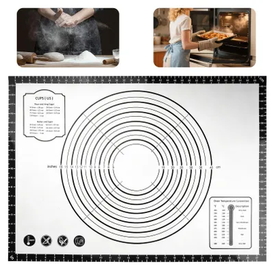 Productafbeelding van Siliconen bakmat - Hittebestendige, antiaanbaklaag - Geschikt voor bakken en deegverwerking - Zwart - 71 x 51 cm