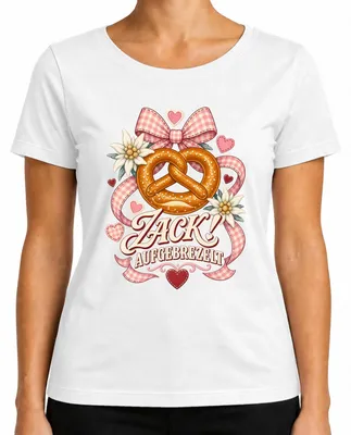 Immagine prodotto di Zack! Bretzel, Edelweiß, camicia tradizionale, pantaloni in pelle, abito tradizionale, maglietta da donna, bianco, taglia XXL