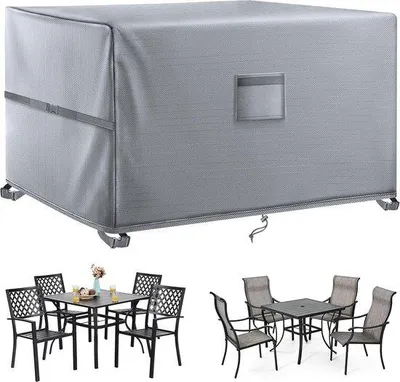 Produktbild von Famanu Gartenmöbelhülle 120x120x74cm – Robuste Oxford-Stoffhülle mit Wind- und UV-Schutz für draußen
