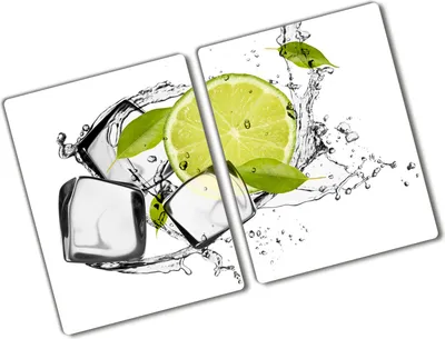 Produktbild von Tulup Glas Herdabdeckplatte - 2x40x52 cm - Glaskeramikkochfeld-Abdeckung Spritzschutz Glasabdeckplatte Kochplattenabdeckung und Schneidebrett - Zweiteilig - Essen & Getränke - Limette Eis - Grün